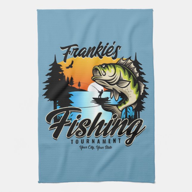 Paño De Cocina Trucha de pescador de pesca personalizada (Vertical)