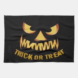 Paño De Cocina Truco o trato con cara de calabaza