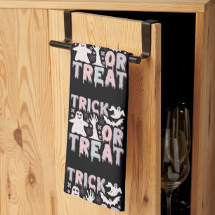 Paño De Cocina Truco o trato Fantasmas Lindos Halloween Negro