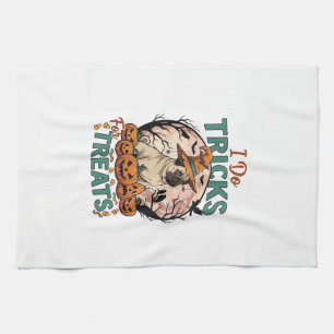 Paño De Cocina Trucos Golosinas Halloween Pug Sombrero de Bruja C