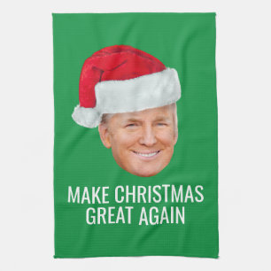 Paño De Cocina Trump con Santa Hat - Hacer a los Navidades grande