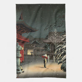 Paño De Cocina Tsuchiya Koitsu - Nieve en el santuario de Nezu