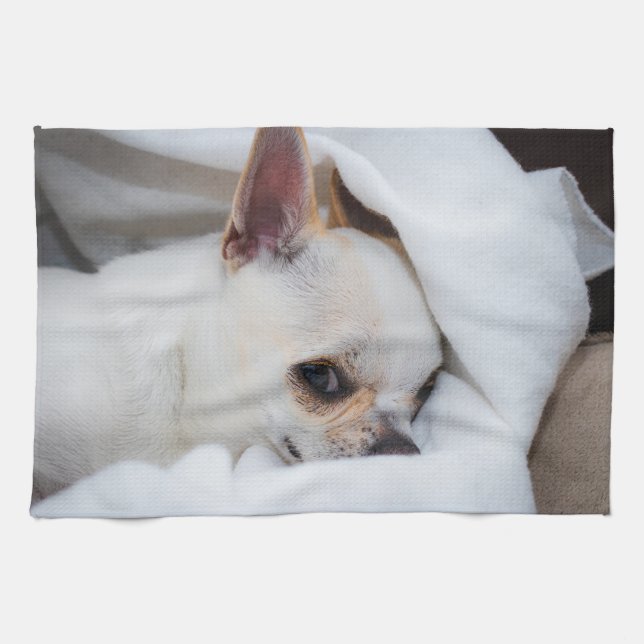 Paño De Cocina Tu mascota perro cachorro personalizado foto chihu (Horizontal)