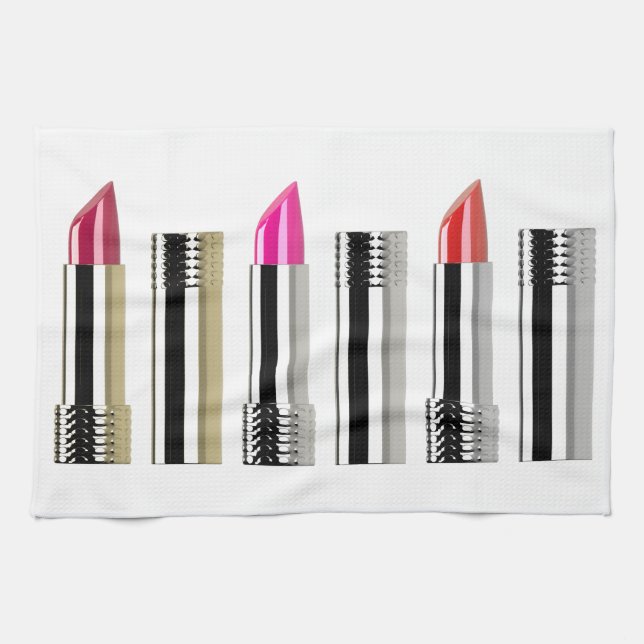 Paño De Cocina Tubo de lápiz labial cromado cosmetología roja ros (Horizontal)