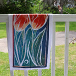 Paño De Cocina Tulip Artwork primavera de tulipanes azules y rojo<br><div class="desc">Tulip Artwork tulipanes azules y rojos flor de primavera para los amantes del jardín natural</div>