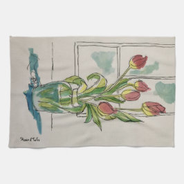 Paño De Cocina Tulipán rojo en un jarrón