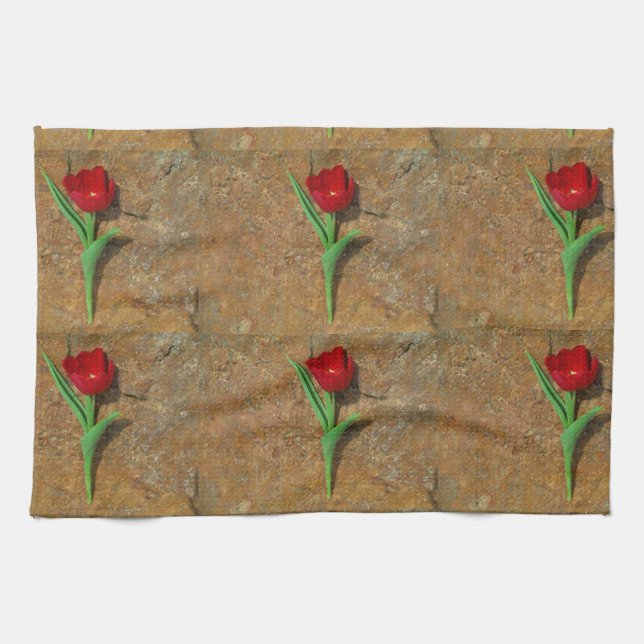 Paño De Cocina Tulipán rojo y amarillo (Horizontal)