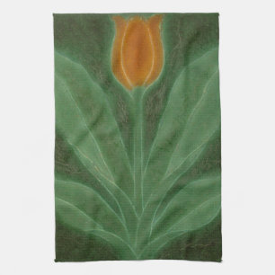 Paño De Cocina Tulipán verde amarillo repro mosaico Art Nouveau
