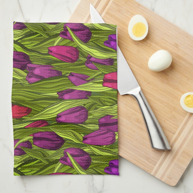 Paño De Cocina Tulipanes (Doblado Cuarto)