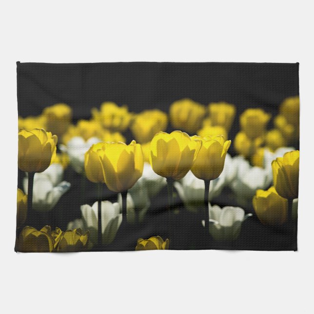Paño De Cocina Tulipanes Amarillo Y Blanco (Horizontal)