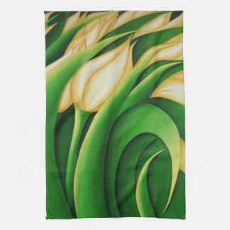 Paño De Cocina Tulipanes Amarillos Iluminados Estilizados