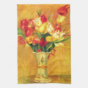 Paño De Cocina Tulipanes de Pierre Renoir, arte del impresionismo