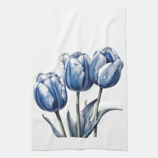 Paño De Cocina Tulipanes en azul de Delft