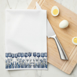 Paño De Cocina Tulipanes en azul delft