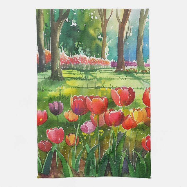 Paño De Cocina Tulipanes en el parque (Vertical)