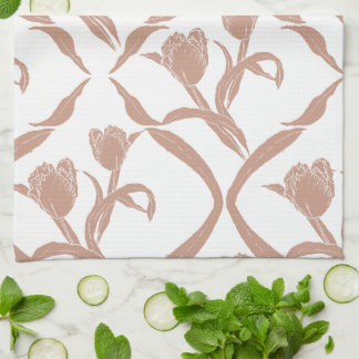 Paño De Cocina Tulipanes estampados en bloque beige, trigo dorado
