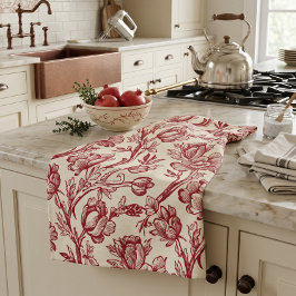 Paño De Cocina Tulipanes Rojas y Crema Toile - Decoración Campo F