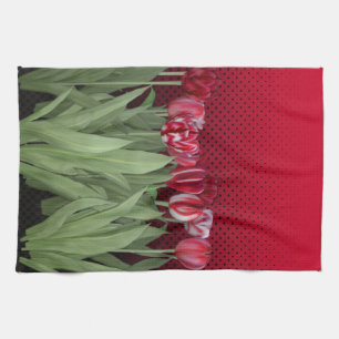 Paño De Cocina Tulipanes rojos sobre degradado