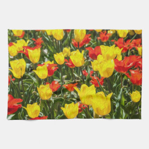 Paño De Cocina Tulipanes rojos y amarillos