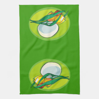 Paño De Cocina Tulipanes y verde huevo