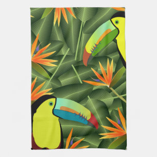 Paño De Cocina Turistas tropicales y pájaros del paraíso