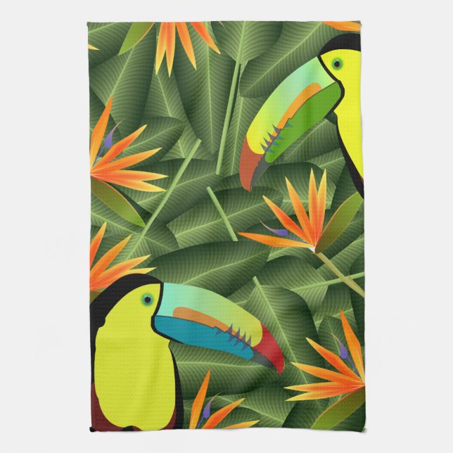 Paño De Cocina Turistas tropicales y pájaros del paraíso (Vertical)