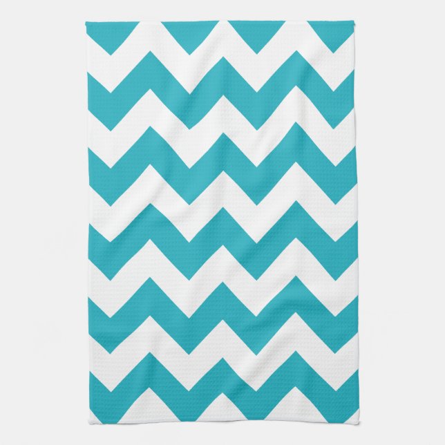 Paño De Cocina Turquesa Chevron intrépido (Vertical)