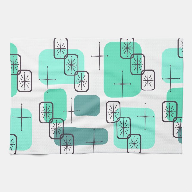 Paño De Cocina Turquesa verde de mimbre moderno de mediados de si (Horizontal)