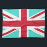 Paño De Cocina Turquesa y Union Jack Roja<br><div class="desc">Patrón turquesa y rojo basado en las cruces en la Union Jack.</div>