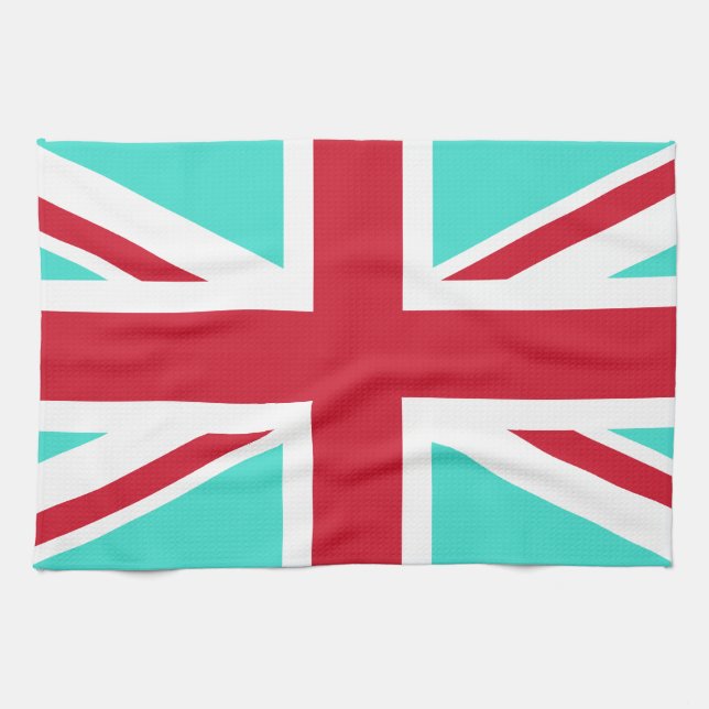 Paño De Cocina Turquesa y Union Jack Roja (Horizontal)