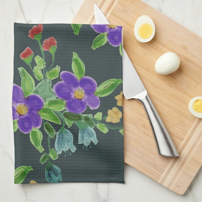 Paño De Cocina Turquoise Artsy Floral (Doblado Cuarto)