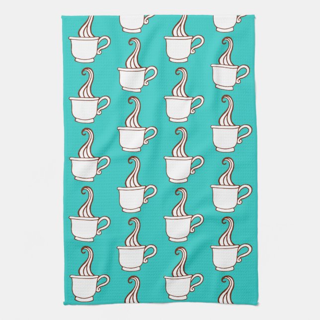 Paño De Cocina Turquoise Retro Coffee Diner Kitchen Towel Gift (Vertical)