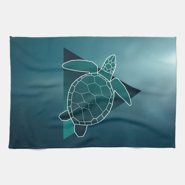 Paño De Cocina Turtle Lover Turba Geométrica Verde (Horizontal)