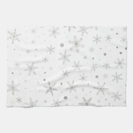 Paño De Cocina Twinkle Snowflake - Blanco y gris plateado