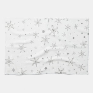 Paño De Cocina Twinkle Snowflake - Blanco y gris plateado