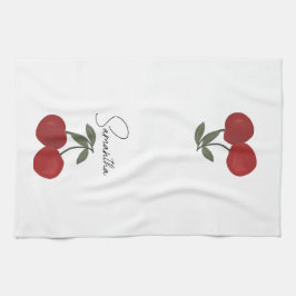 Paño De Cocina Two Red Cherries Illustration | Cute Fruit Art