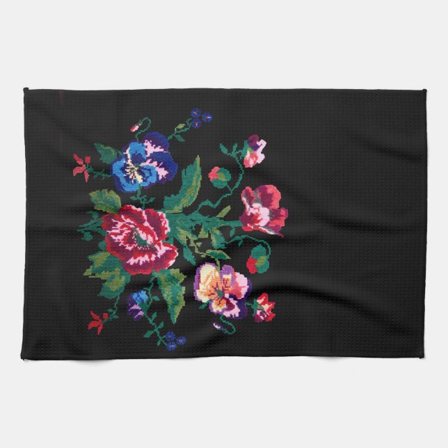 Paño De Cocina Ukrainian traditional vushuvanka folk art pattern (Horizontal)