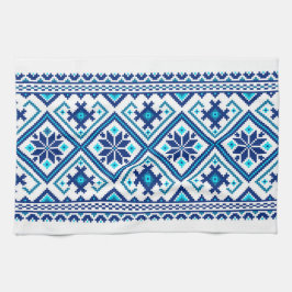 Paño De Cocina Ukrainian traditional vushuvanka folk pattern blue