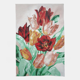 Paño De Cocina Un bonito y audaz Bouquet floral de tulipanes