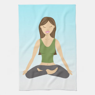 Paño De Cocina Un Chica De Yoga Dedicado Al Ilustracion De Lotus 