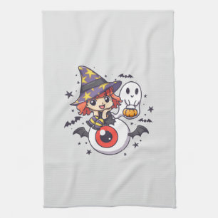 Paño De Cocina Un chico brujo para Halloween