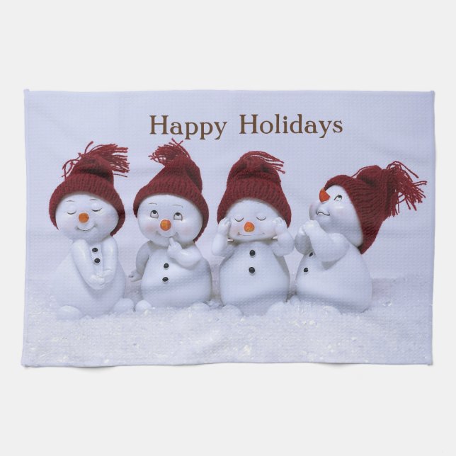 Paño De Cocina Un cuarteto de hombres de nieve (Horizontal)