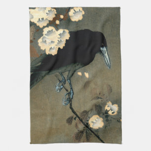 Paño De Cocina Un cuervo y un flor por el vintage de Ohara Koson