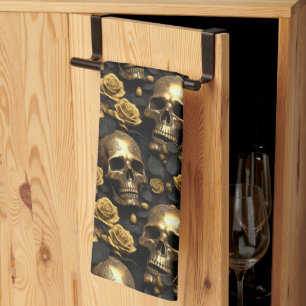 Paño De Cocina Un diseño de la serie Una Calavera y Rosas 8