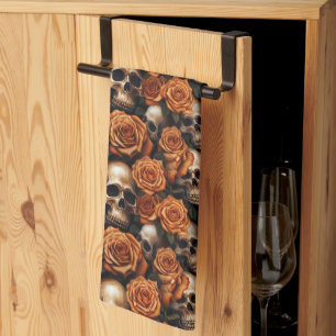 Paño De Cocina Un diseño de la serie Una Calavera y Rosas 9