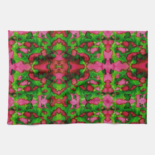 Paño De Cocina Un estudio en rosa y verde (Horizontal)