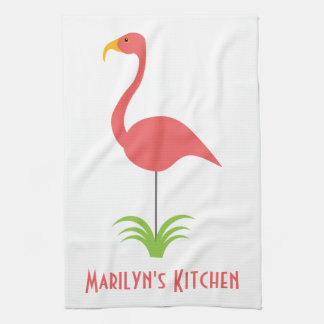 Paño De Cocina Un flamenco rosa retro para la cocina
