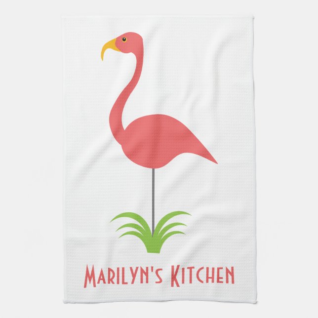 Paño De Cocina Un flamenco rosa retro para la cocina (Vertical)