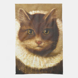 Paño De Cocina Un Gato En Una Cuidada Pintura Vintage De Arte Vic