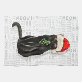 Paño De Cocina Un gato negro para Navidades guapos de mascotas